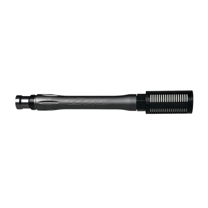 DYE UL-S QT Barrel W/ Tech Silencer paintball barrel – in-hand scale reference