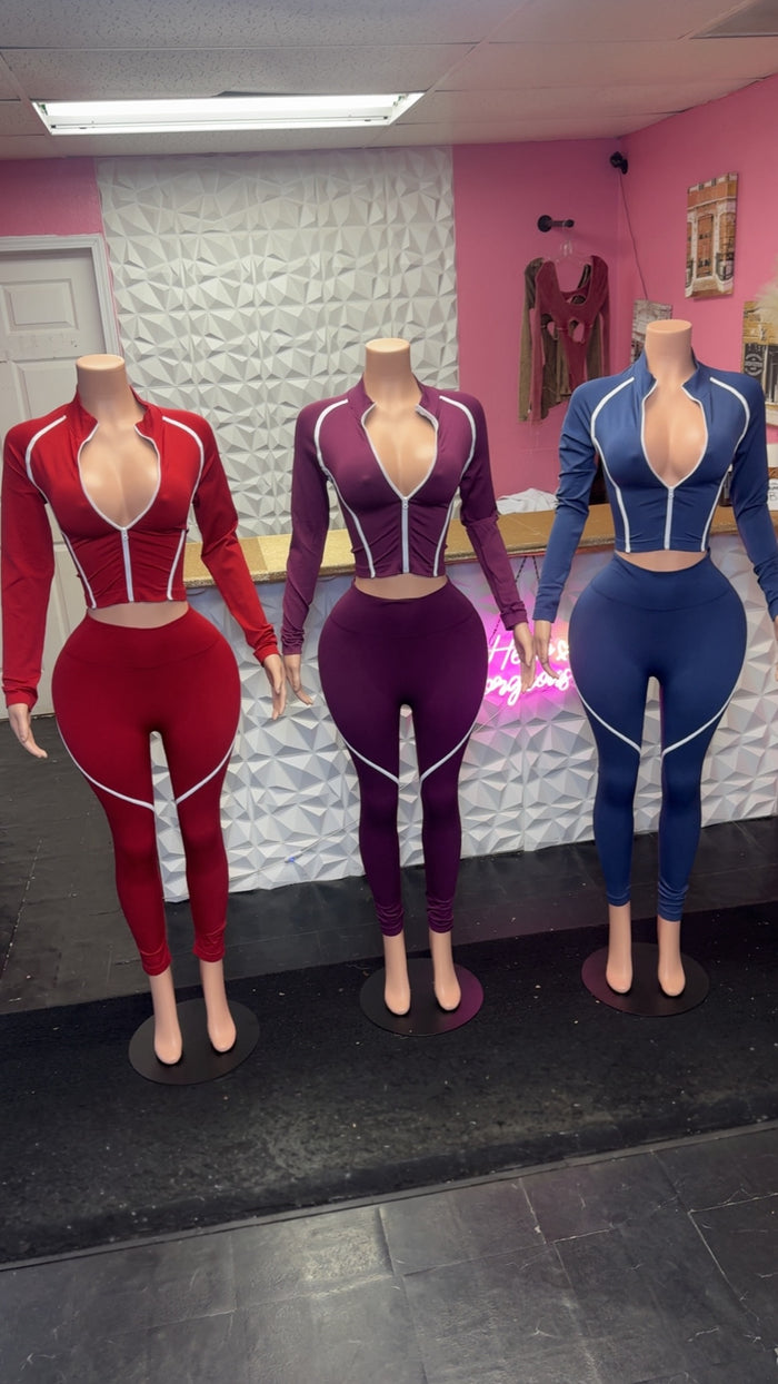 Women's Two Piece zipper jacket matching set