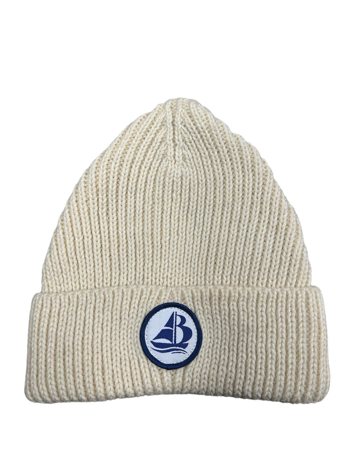 Ecru Arthur Beale White Badge Beanie Hat