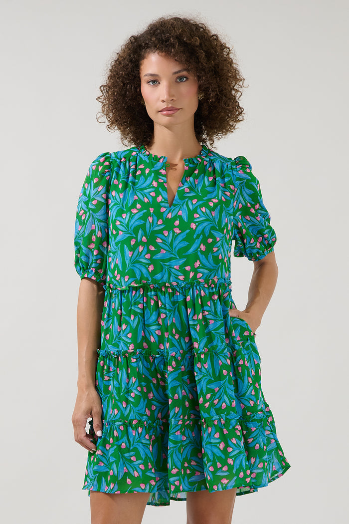 Edela Tiered Mini Dress Divina Floral