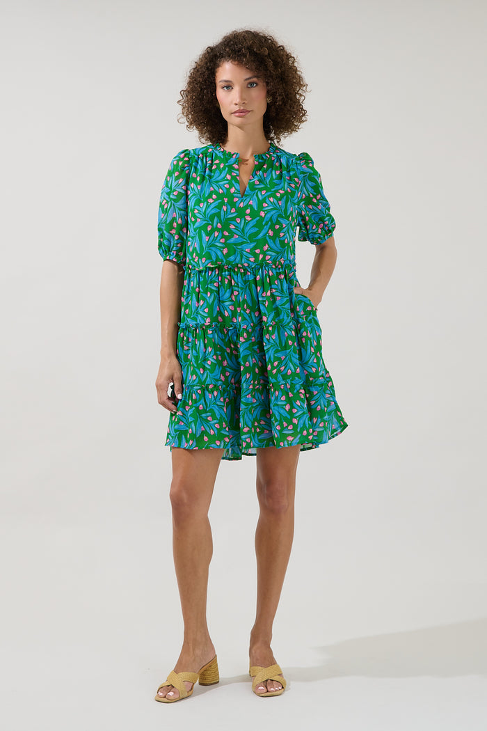 Edela Tiered Mini Dress Divina Floral