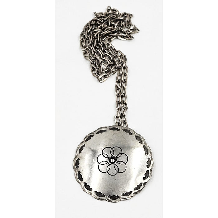 Egg Denmark Jewelry Egg Denmark Large Pewter Viking Shield Pendant Statement Necklace 1960's