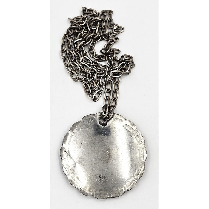 Egg Denmark Jewelry Egg Denmark Large Pewter Viking Shield Pendant Statement Necklace 1960's