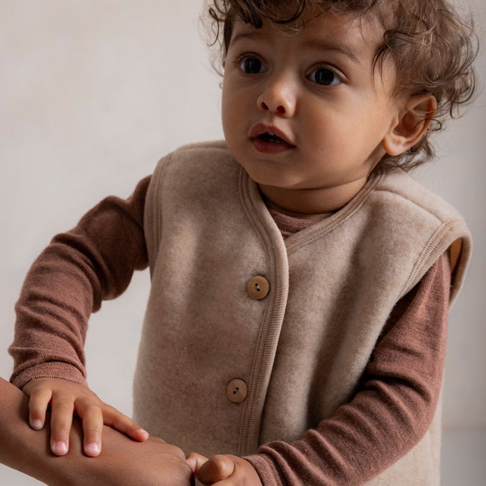 Eider Baby & Kids Vest - Merino Wool Fleece - Sandstorm