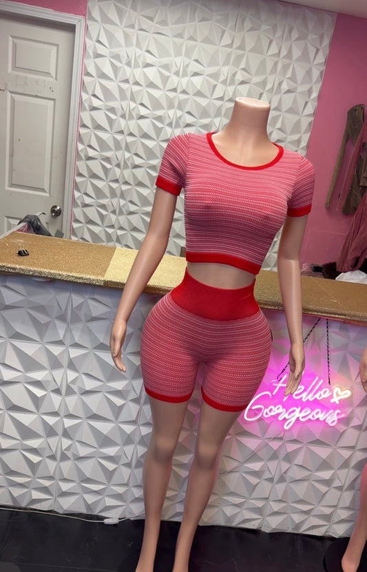 Electric Babe Short Set ( Red)