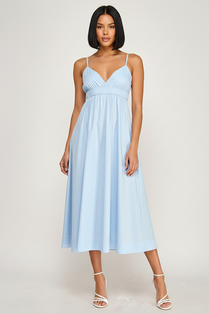 Elegant Smocked Waist Midi Dress - SALE