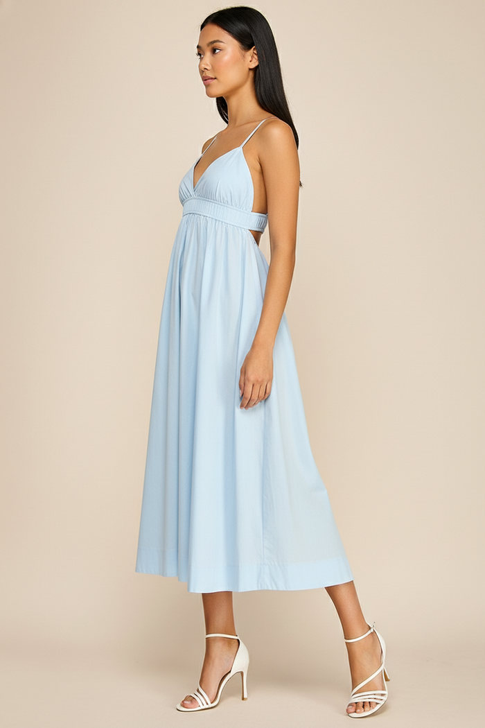 Elegant Smocked Waist Midi Dress - SALE