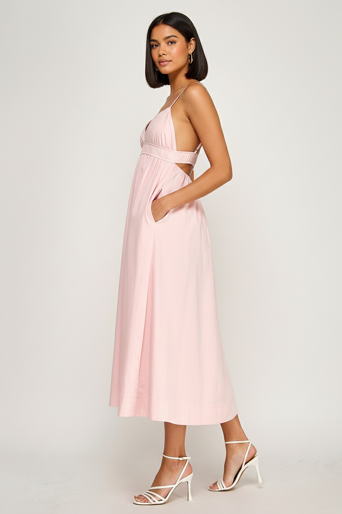 Elegant Smocked Waist Midi Dress - SALE