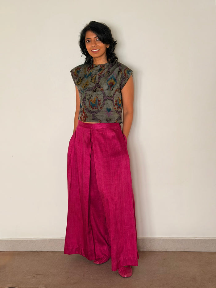 Elements Drizzle Ikat Crop Top - Fog