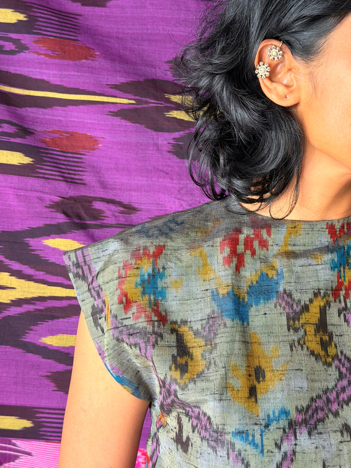Elements Drizzle Ikat Crop Top - Fog