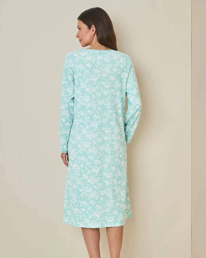 Elise Floral Long Sleeve Cotton Jersey Nightdress