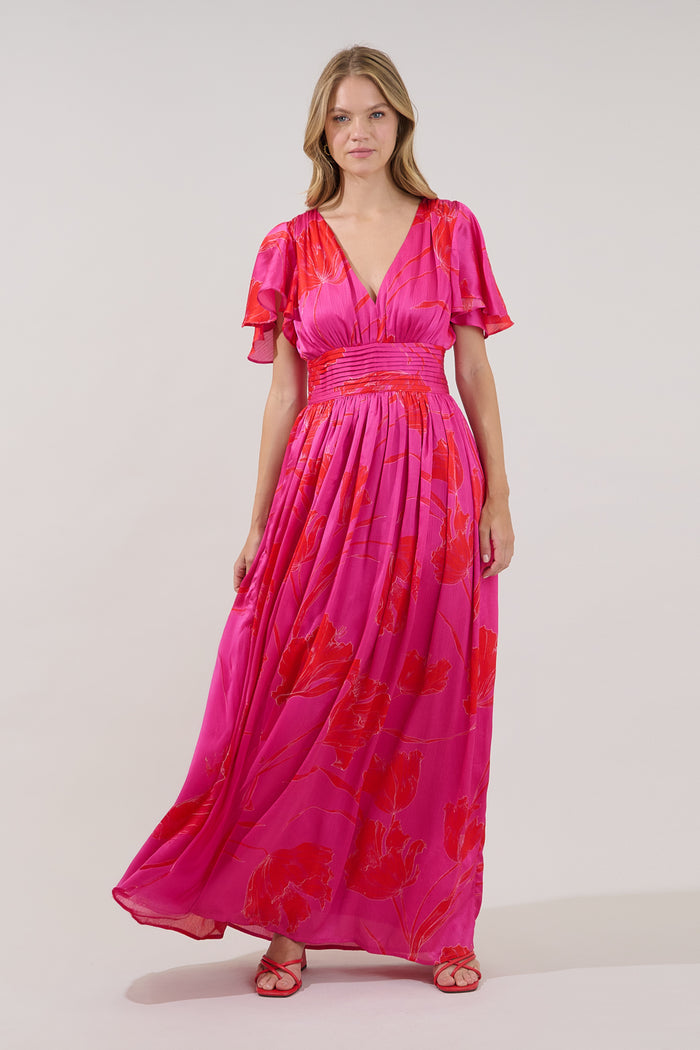 Eloray Pleated Maxi Dress Gleny Floral