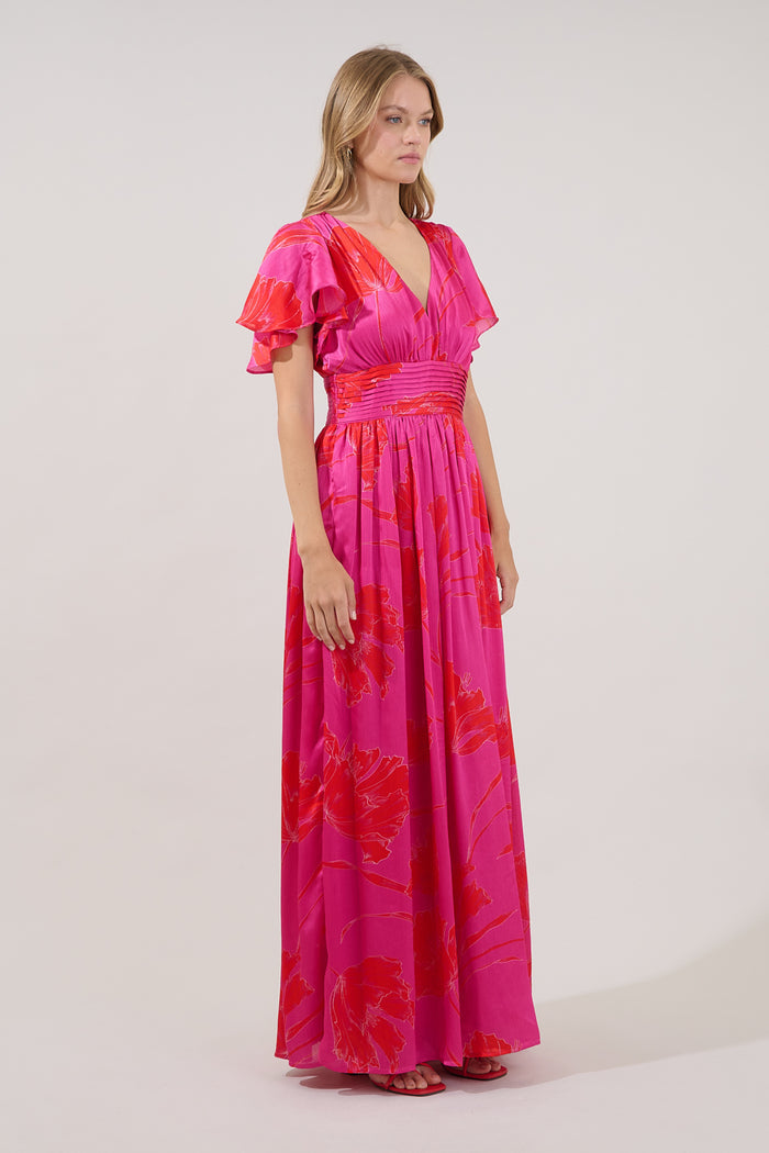 Eloray Pleated Maxi Dress Gleny Floral