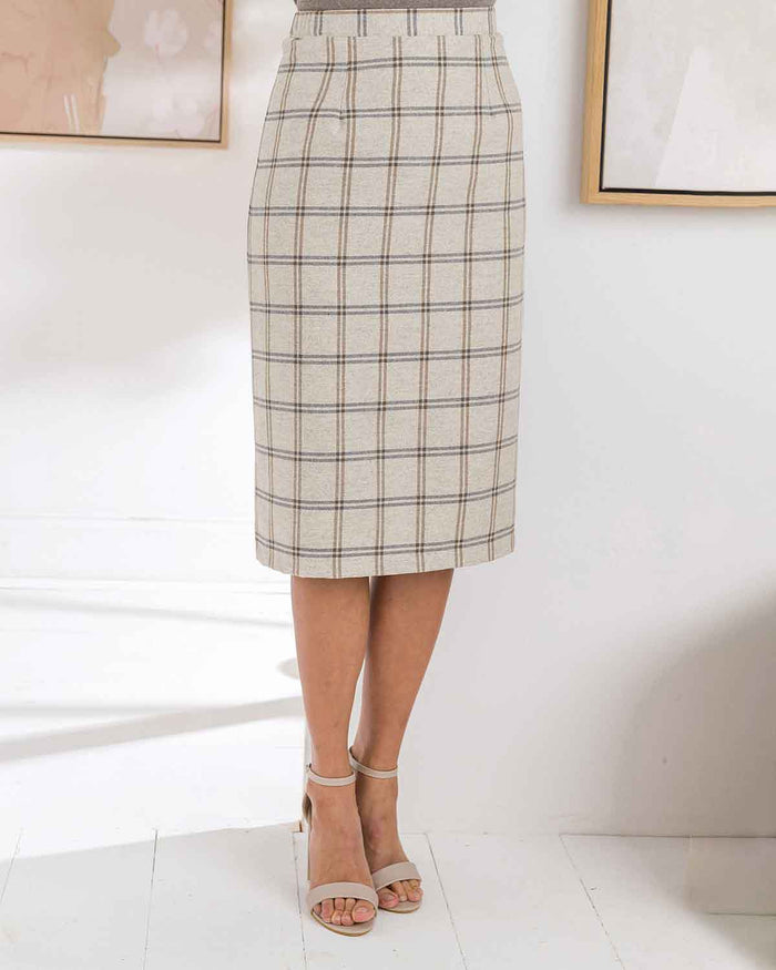 Embleton Checked Wool Blend Straight Skirt - Image 1 - The Classic Boutique