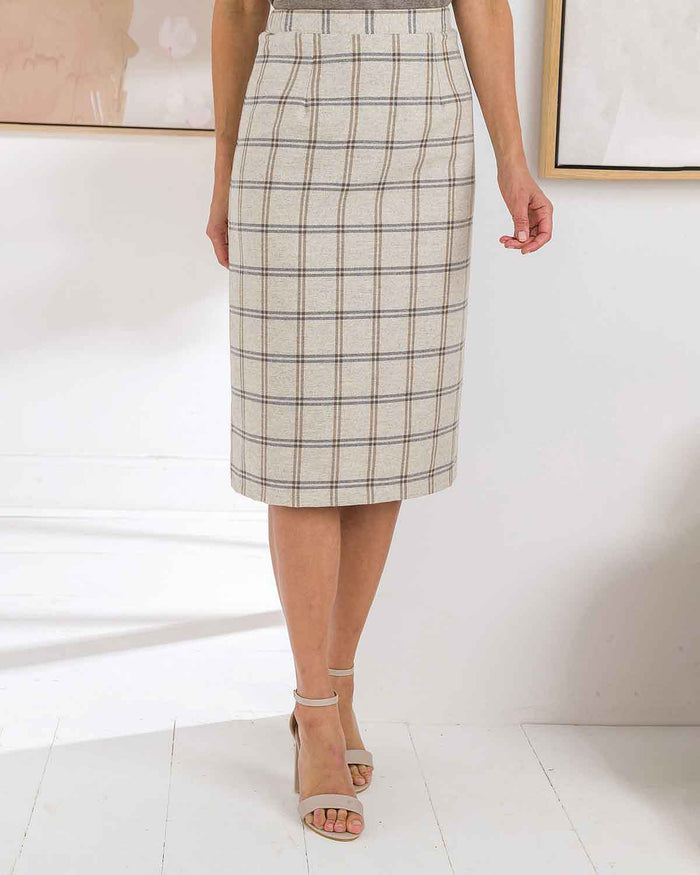 Embleton Checked Wool Blend Straight Skirt - Image 2 - The Classic Boutique