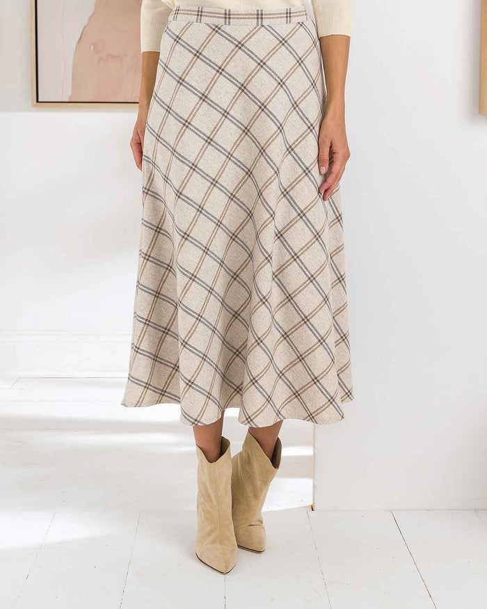 Embleton Wool Blend Checked Lined Bias Skirt - Image 2 - The Classic Boutique
