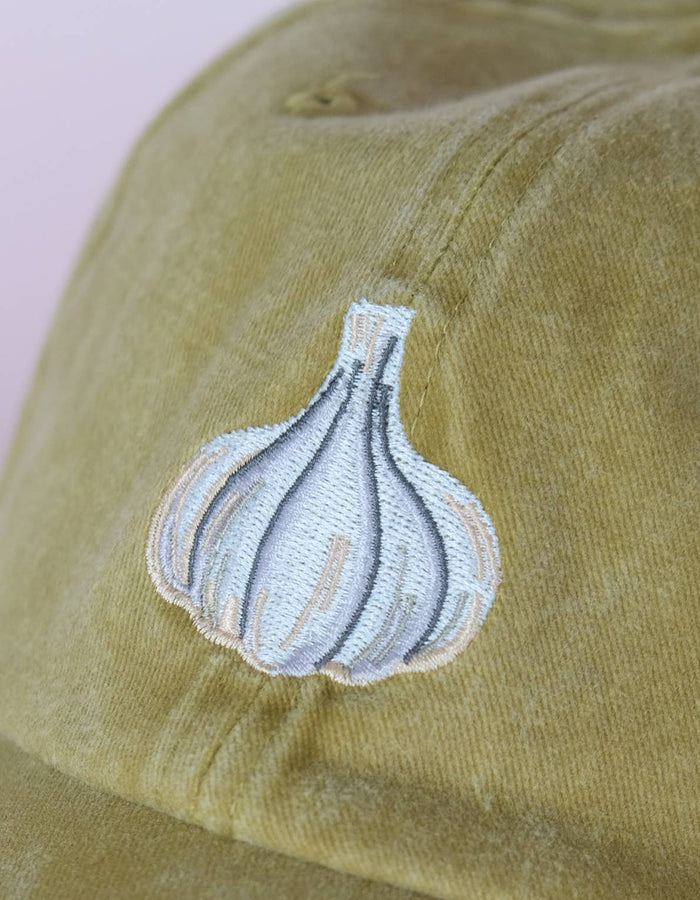 Embroidered Hat - Garlic: Washed Mustard Color