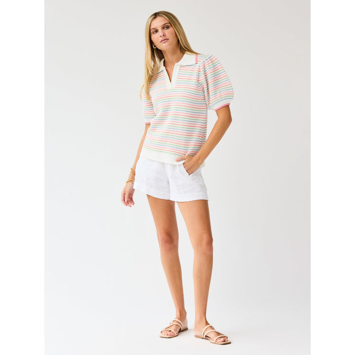Emma Collared Puff Sleeve Sweater – Ivory Multi Stripe - SALE was $74.95