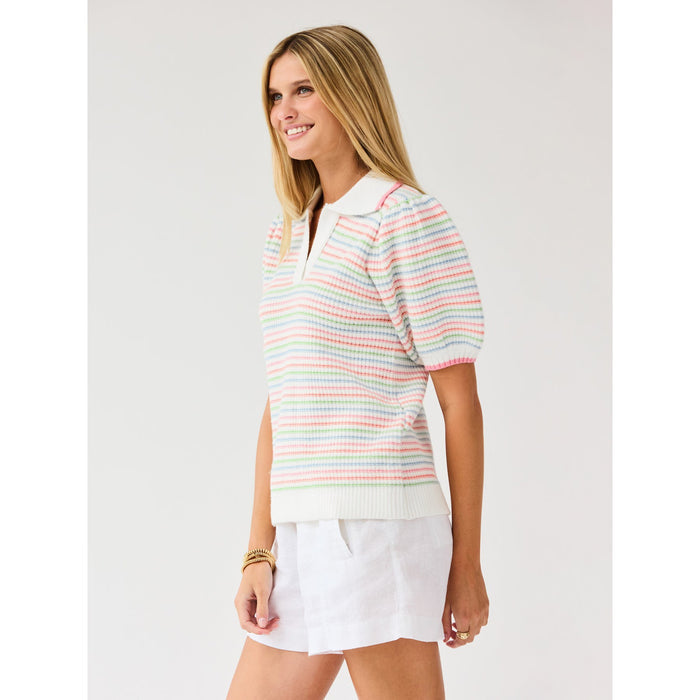Emma Collared Puff Sleeve Sweater – Ivory Multi Stripe - SALE was $74.95