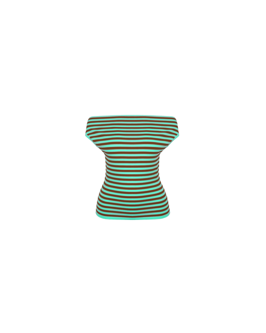 EMMA KNIT TOP MINT CHOC STRIPE