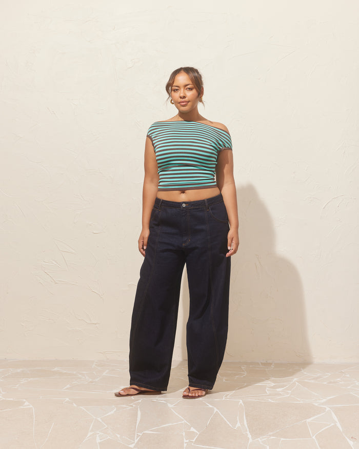 EMMA KNIT TOP MINT CHOC STRIPE