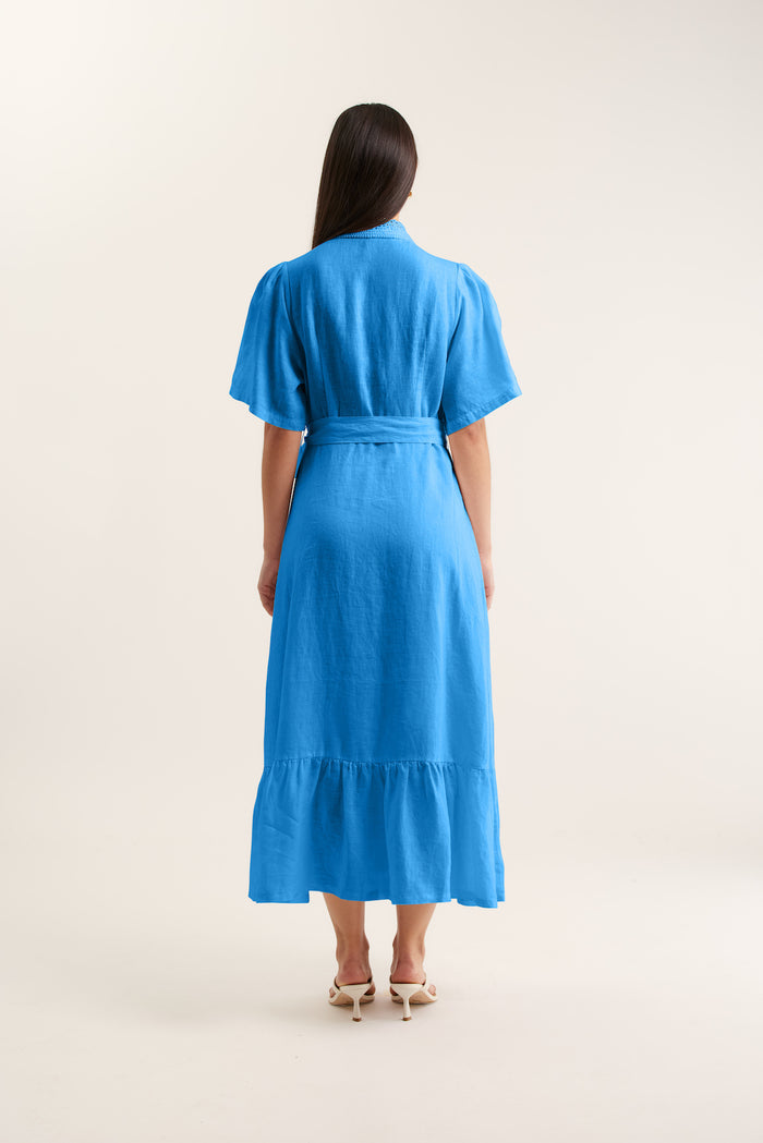 Emma Linen Dress In Cornflower