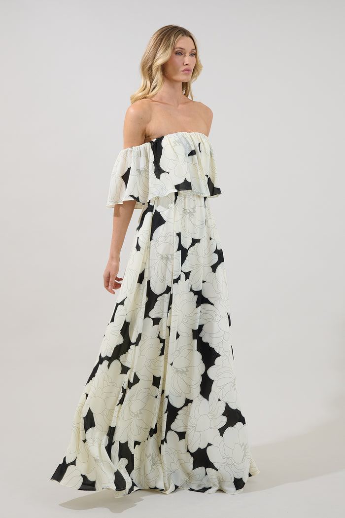 Enamored Off the Shoulder Ruffle Dress Quinsy Floral