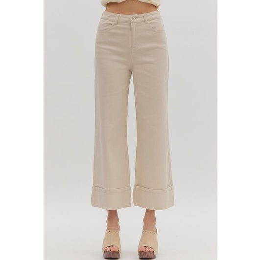 ENTRO -  Mid Rise, Ankle Pants 7856 - Sand