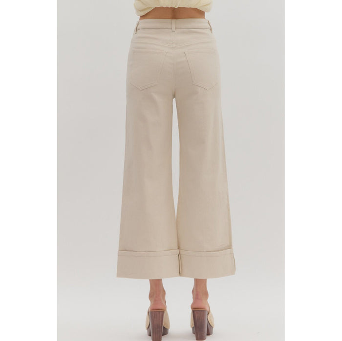 ENTRO -  Mid Rise, Ankle Pants 7856 - Sand