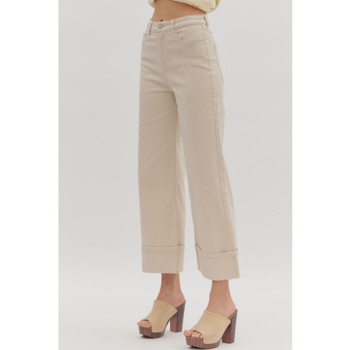 ENTRO -  Mid Rise, Ankle Pants 7856 - Sand