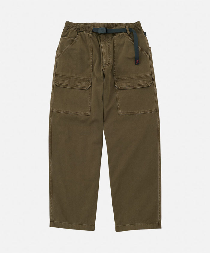 Bark pigment Gramicci EQT Pant with a belt against a light-tone background.