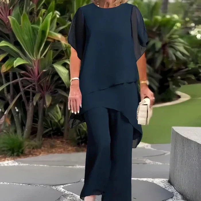 Eryndra - Ensemble Élégant Femme avec Pantalon Palazzo Drapé