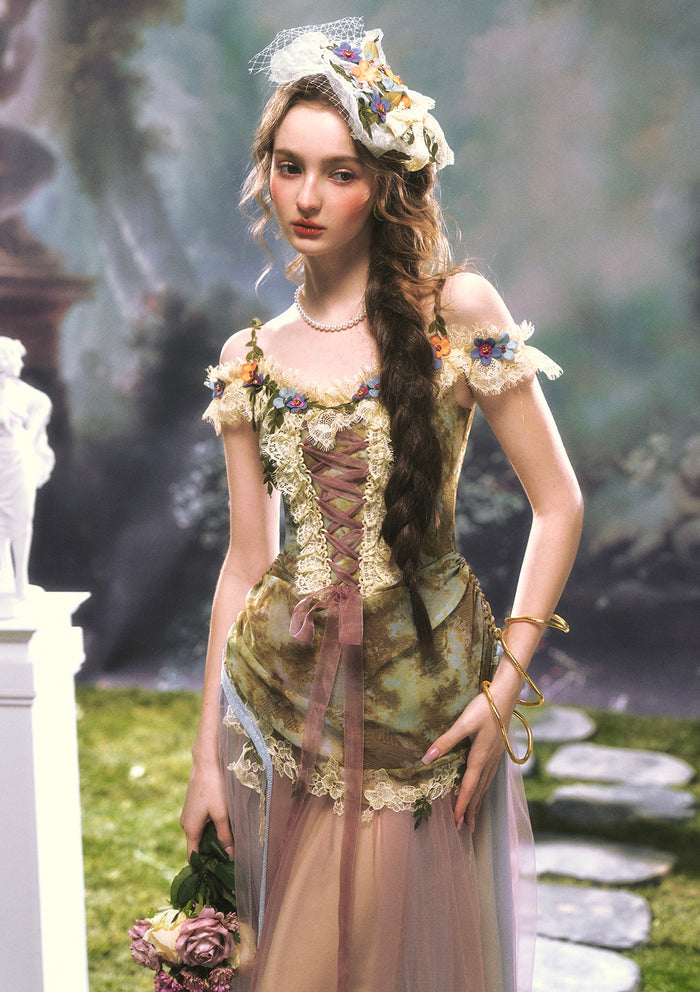 Eucalyptus Whispered by Wind Corset Dress
