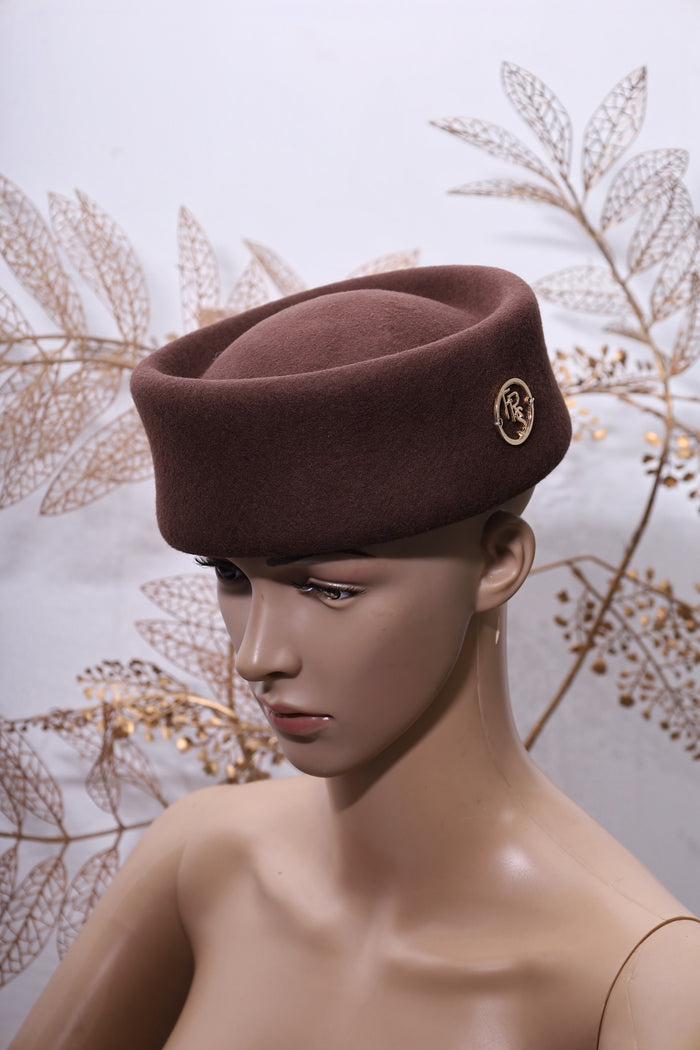 Fabrosanz: Brown Fabrosanz Pillbox Hats