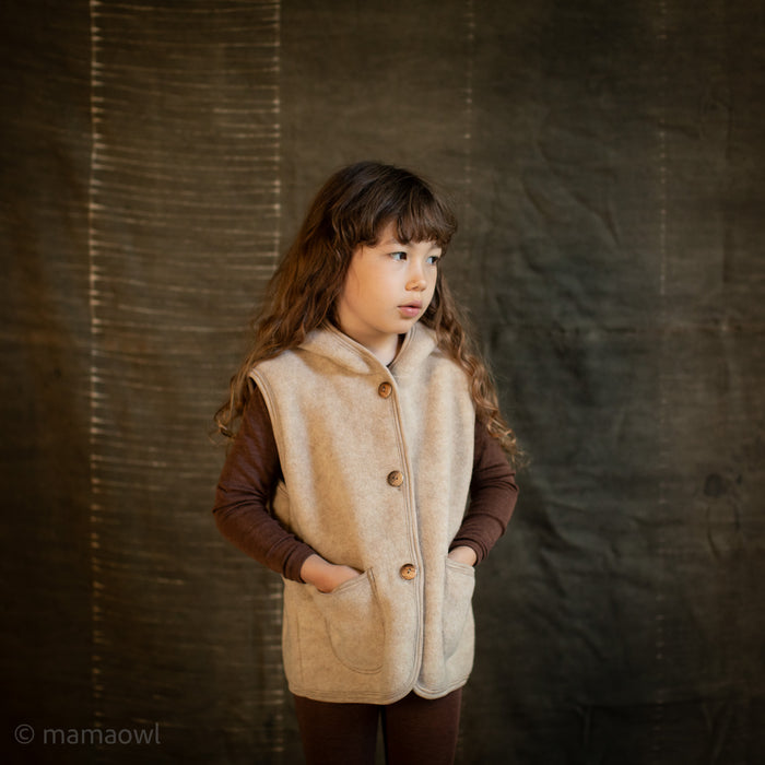 Falcon Baby & Kids Vest - Merino Wool Fleece - Sandstorm