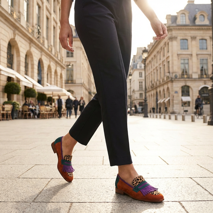 Fallon | Brown Moccasin with Leopard Print
