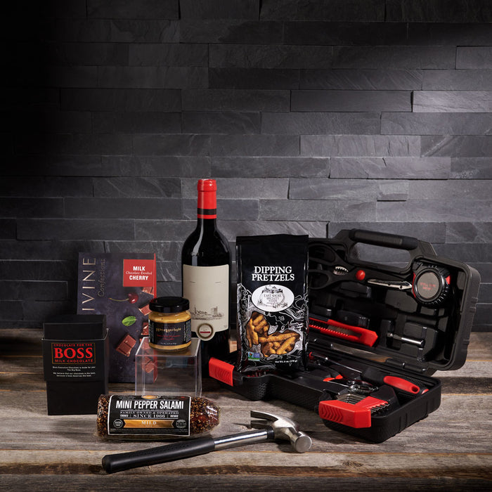 Father's Day Handyman Gift Set with Wine, father's day gift baskets, gourmet gifts, gifts, wine, father's day