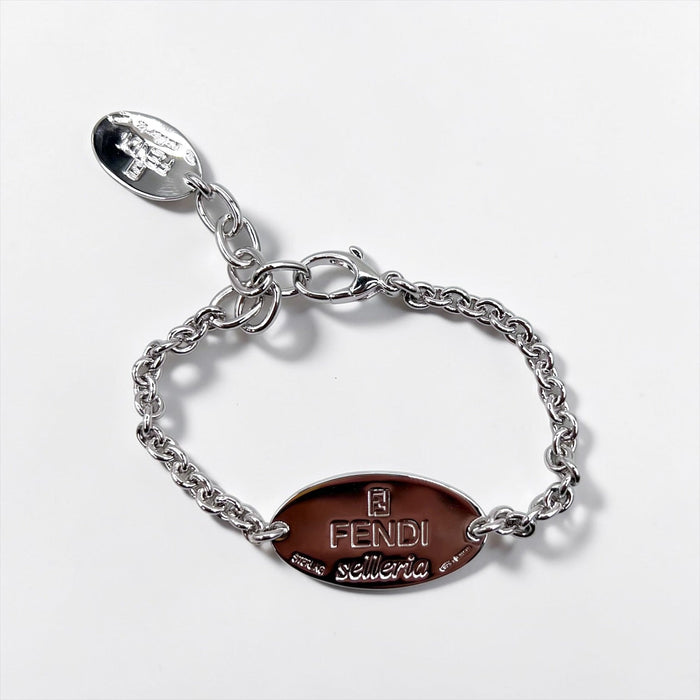 FENDI セレリア selleria シルバー チェーン ブレスレット 925 STERLING オーバル ロゴ プレート