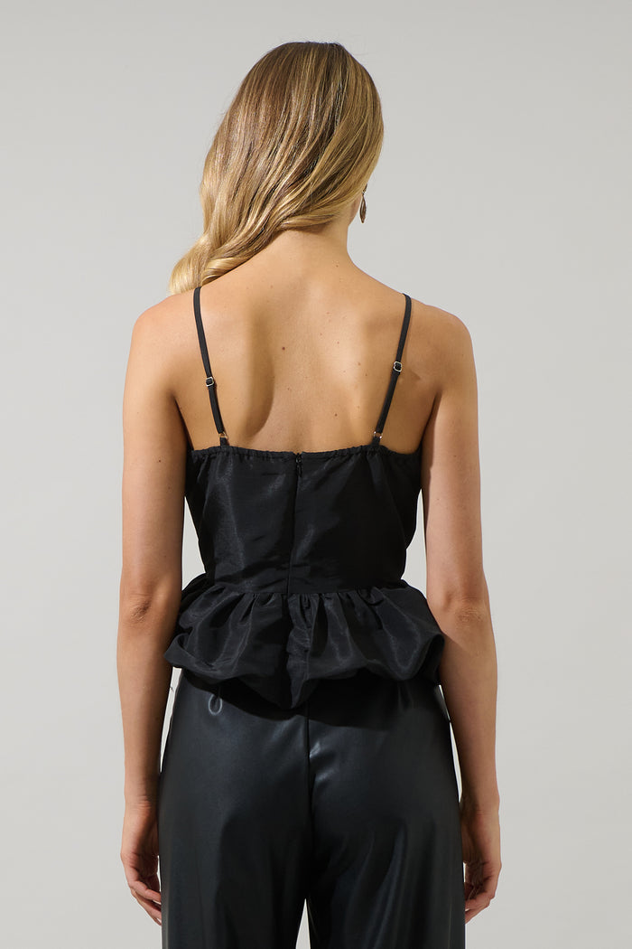Finda Velvet Bow Peplum Top