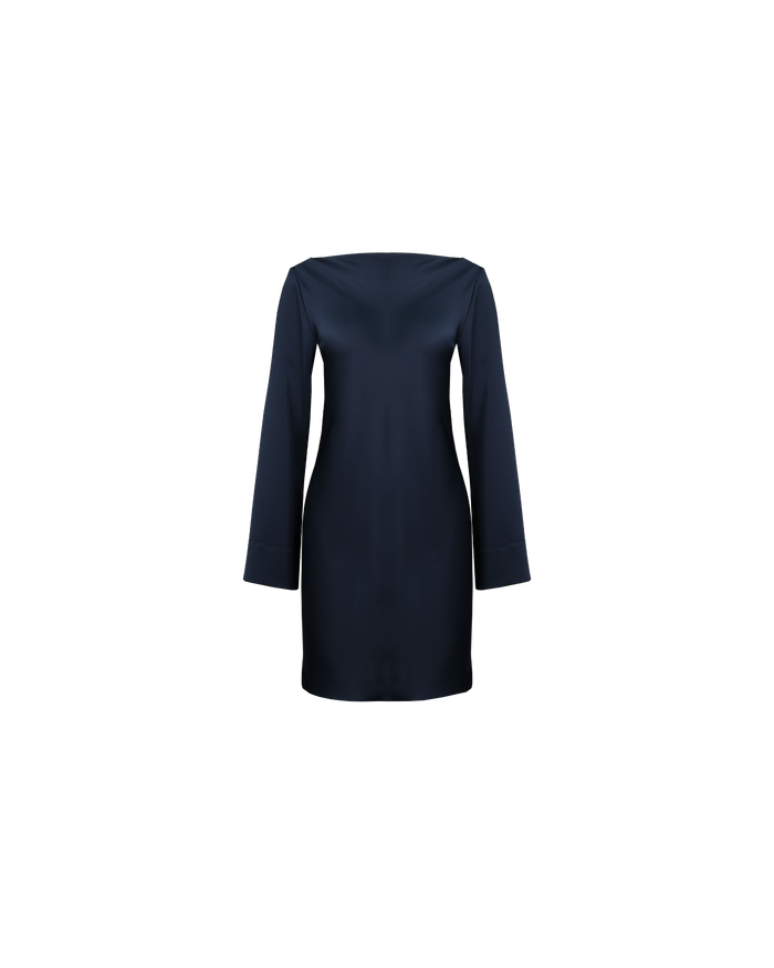 FIREBIRD SATIN COWL MINI DRESS INK