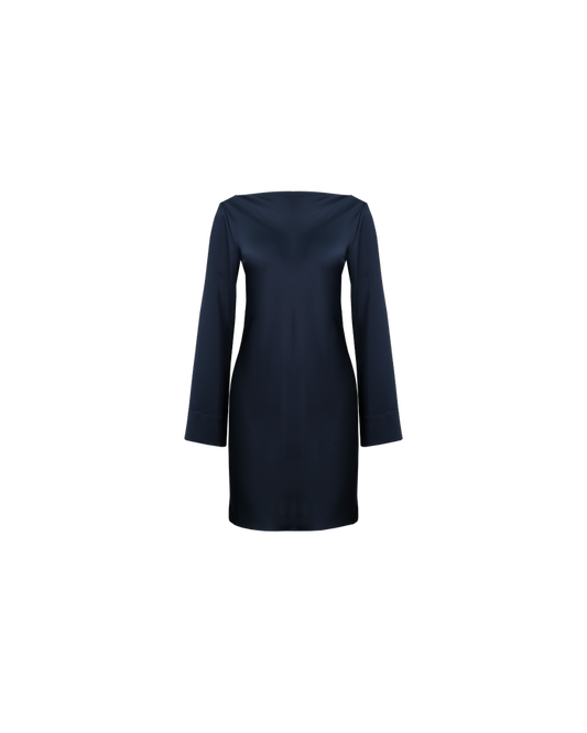 FIREBIRD SATIN COWL MINI DRESS INK