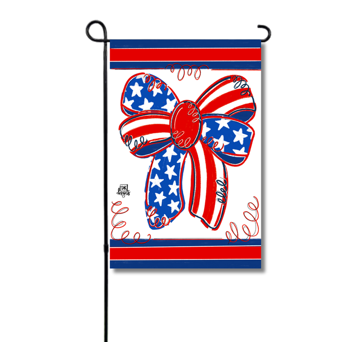 Flag Patriotic Bow Garden Glam