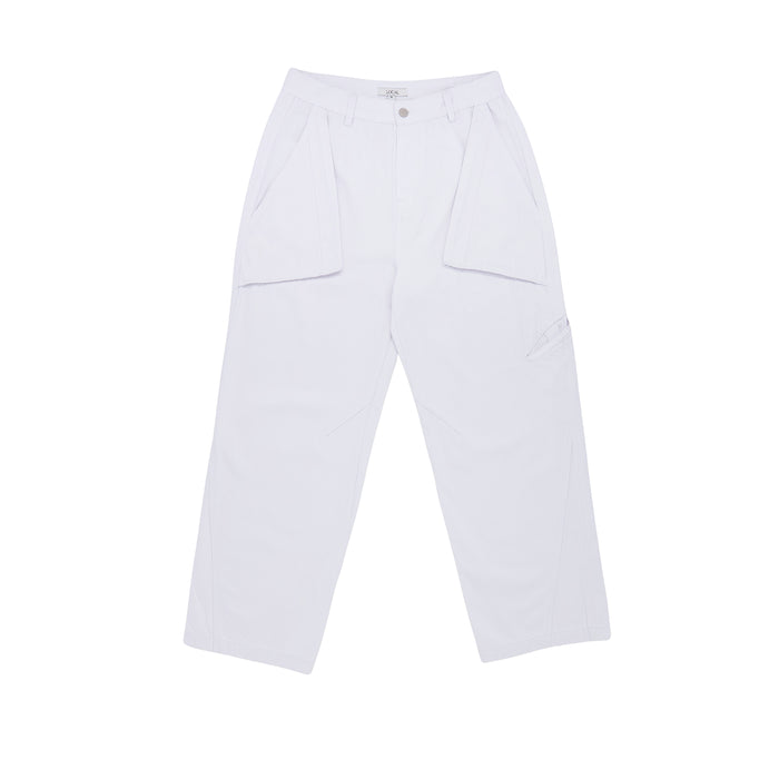 Flap Pocket Wide Pants - BLACK / WHITE