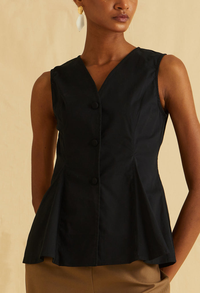Flare Hem Sleeveless Vest