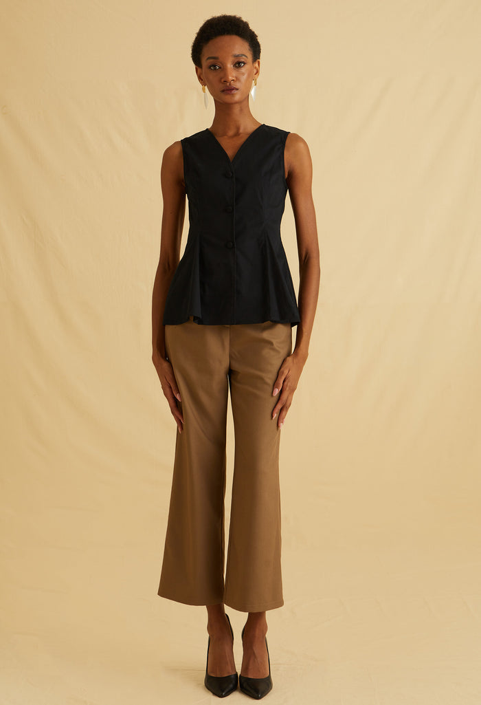Flare Hem Sleeveless Vest