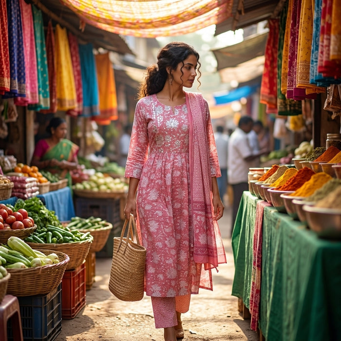 Floral printed kurti pant dupatta