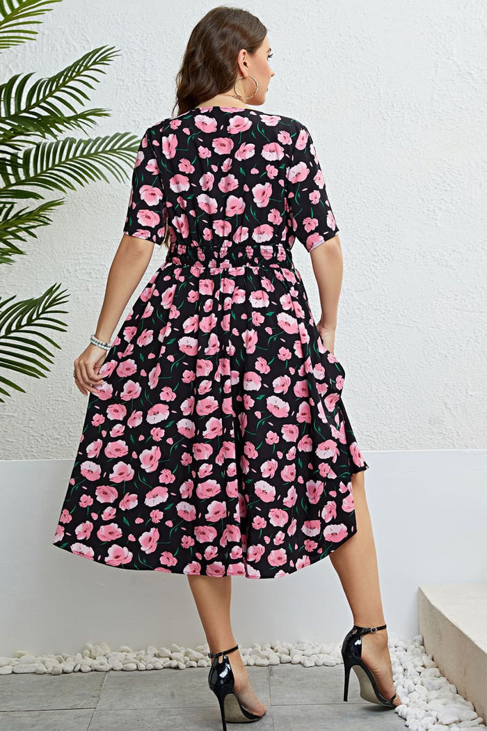 Floral Surplice Midi Dress - Madikfashions.com