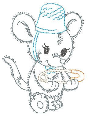 Fluffy Sewing Mice Helper [4x4] 11324 Machine Embroidery Designs