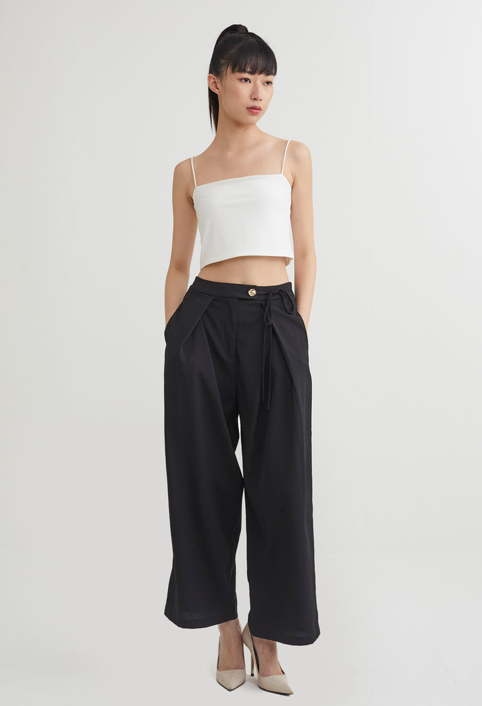 Foldover Pleat Straight Smart Pants