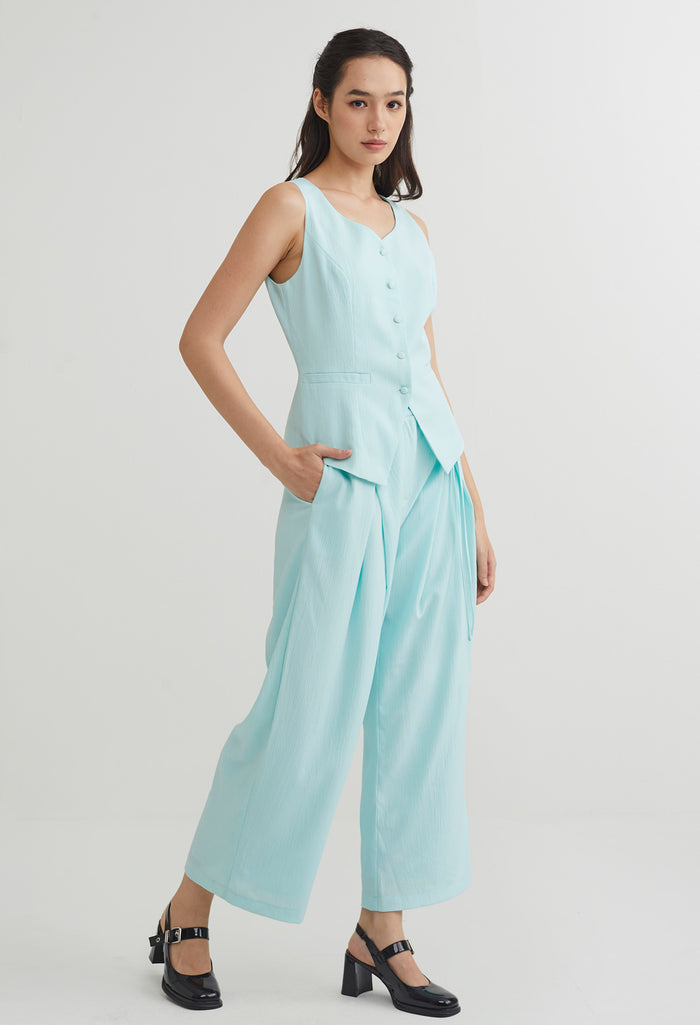 Foldover Pleat Straight Smart Pants